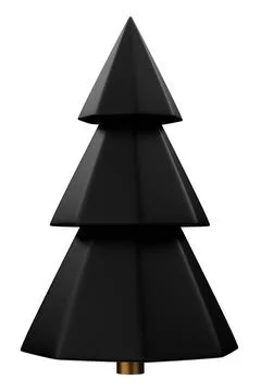 Minimal low poly 3d render christmas black tree isolated Stock Illustration