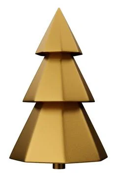 Minimal low poly 3d render christmas gold tree isolated Stock Illustration