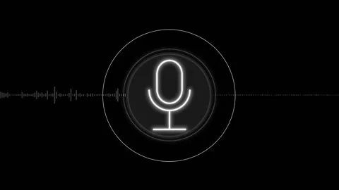 Minimal luminous microphone circular sound levels background. virtual assistants Stock Footage 340550840