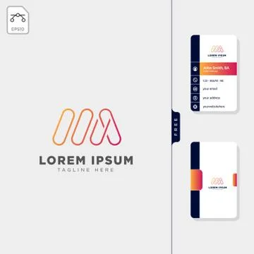 Minimal M initial logo template vector illustration, free business card desig Stock Illustration