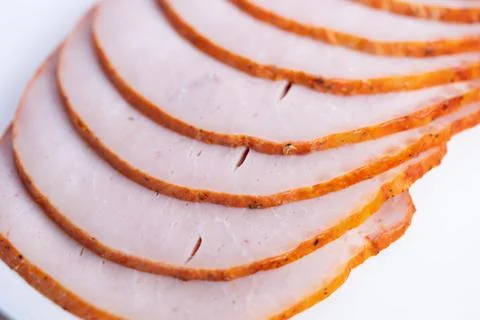 Minimal macro study of meat texture showcasing repetitive curved layers and d Stock Photos