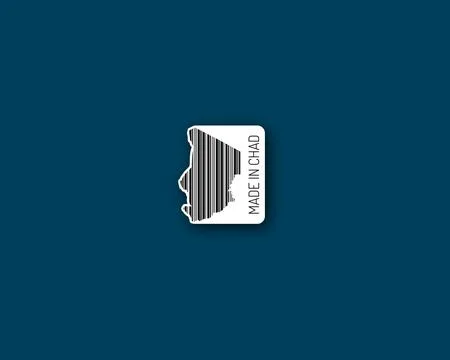 Minimal "Made in Chad" barcode map sticker Stock Illustration