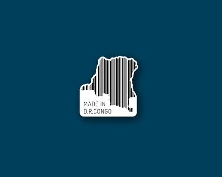 Minimal "Made in DRC" barcode sticker Stock Illustration