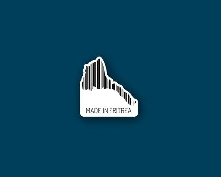 Minimal "Made in Eritrea" barcode map sticker Stock Illustration