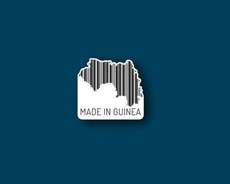 Minimal "Made in Guinea" barcode map sticker Stock Illustration