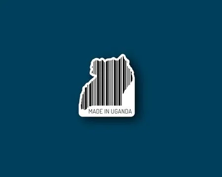 Minimal “Made in Uganda” barcode silhouette Stock Illustration