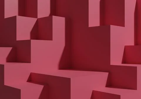 Minimal Magenta Background 3D Studio Mockup Scene with Podiums and Levels for Illustrazione stock