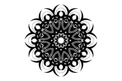 Minimal Mandala Circular Geometric Art BW 스톡 일러스트