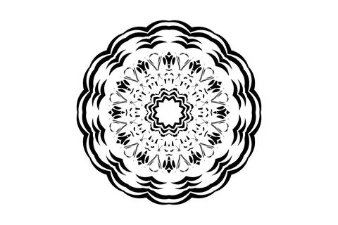 Minimal Mandala Circular Geometry Drawing BW Stock Illustration