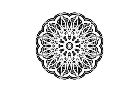 Minimal Mandala Circular Geometry Drawing BW Illustrazione stock
