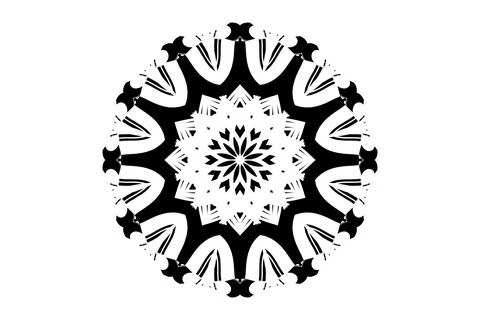 Minimal Mandala Circular Geometry Drawing BW Stock Illustration