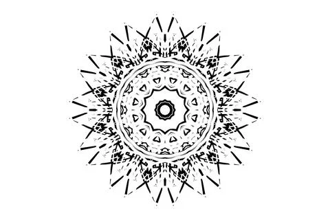 Minimal Mandala Circular Geometry Drawing BW Stock-Illustration