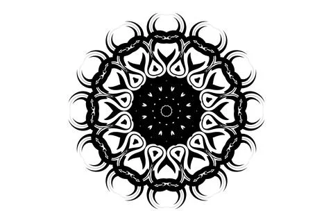 Minimal Mandala Circular Geometry Drawing BW Stock Illustration