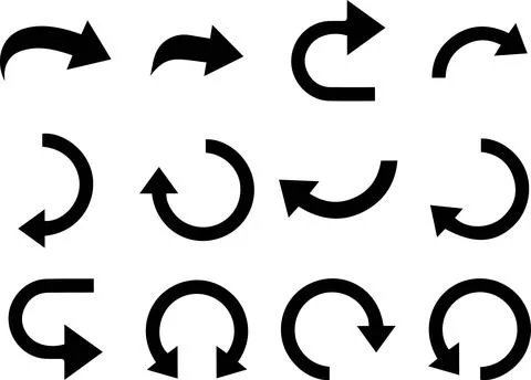 Minimal Media Control Pointer Curve Arrow Set Stock Illustration