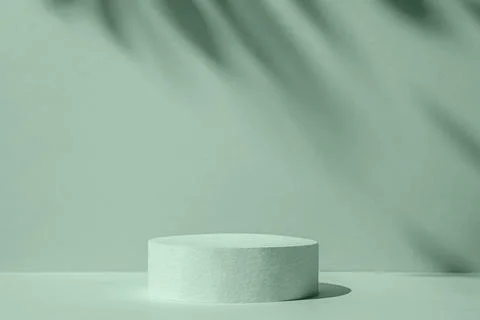 Minimal mint background color with copy space and natural shade and podium to 스톡 일러스트