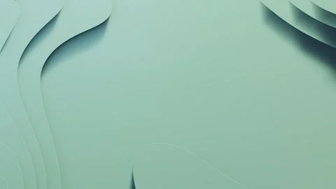 Minimal mint green paper cut shapes with soft curved layers and gentle grad.. Vidéo 334296572