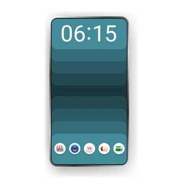 Minimal Mobile App Home Screen UI Flat Design Illustrazione stock