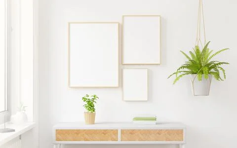 Minimal mock up with three frames Stock Illustration