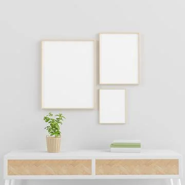 Minimal mock up with three frames Stock Illustration