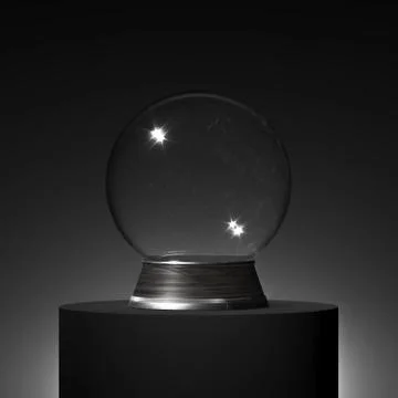 Minimal mockup for product presentation. Magic sphere on dark podium. 3d Illustrazione stock
