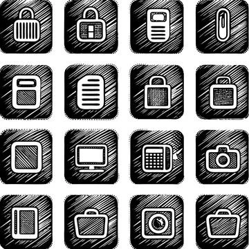 Minimal Modern Abstract Scalable Vector Icon Set Stock Illustration