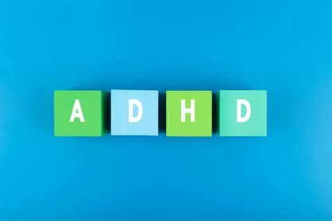 Minimal modern concept of Adhd in blue colors Stock Photos
