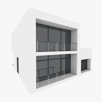 Minimal Modern House With Garage 3D Model