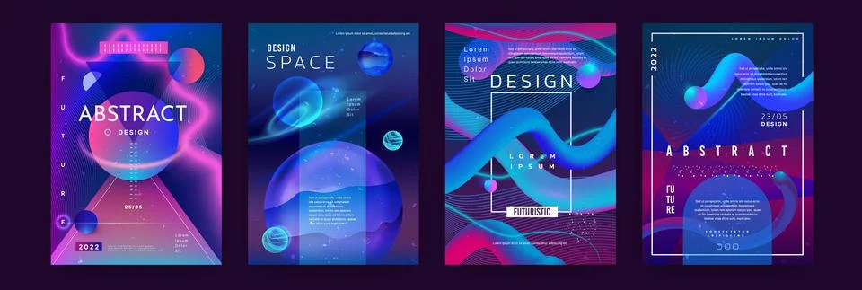 Minimal modern presentation. Abstract gradient geometric poster collection. F Stock Illustration