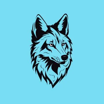 Minimal modern wolf logo in black Stock Illustration