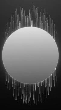 Minimal monochrome circle with vertical light bars on black, futuristic abs.. 스톡 일러스트