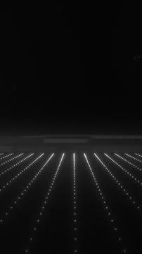 Minimal monochrome perspective grid with rows of glowing white dots, dark h.. Stock Illustration