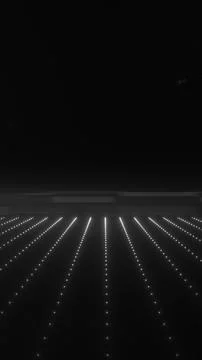 Minimal monochrome perspective grid with rows of glowing white dots, dark h.. Stock Illustration