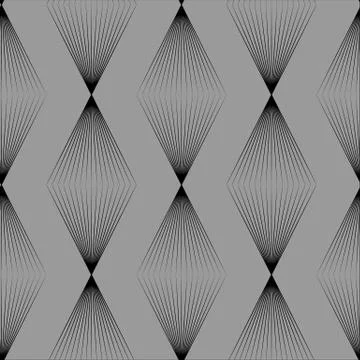 Minimal monochrome seamless pattern with linear rhombuses Stock Illustration