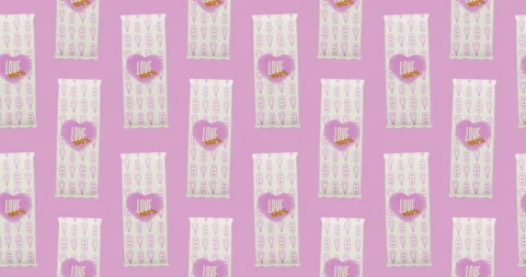 Minimal motion 3d art. Candy design box with heart seamless animation pattern. 動画素材 149171121