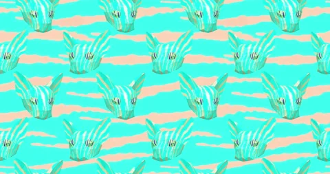 Minimal motion 3d art. Cat face seamless animation creative pattern. Stock Footage 149943036