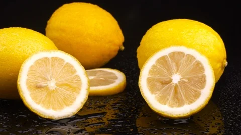 Minimal Motion art. Lemon on the table. Video stock 124978103