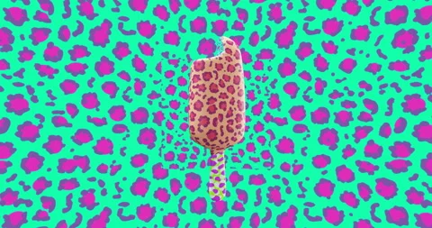 Minimal motion design. 3d creative leopard prints ice cream Stock Footage 143786244