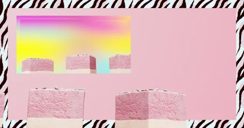 Minimal motion design. 3d pink cake on abstract gradient space. Video stock 143786796
