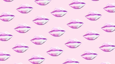 Minimal motion design art. Gif 3d lips pattern art Stock Footage 105683752