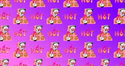 Minimal motion pattern design. Girl love pizza. Pizza mood Stock Footage 100678905