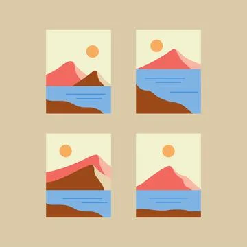 Minimal mountain landscape vector collection Stock Illustration