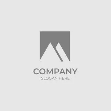 Minimal mountain logo with negative space style Stock Illustration