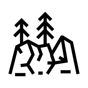 Minimal mountains with trees outdoor camping icon Ilustración de archivo