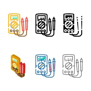 Minimal multimeter testing electronics color icon vector Illustrazione stock