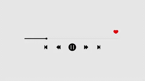 Minimal music player controls with red heart icon Stock Footage 325644073