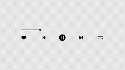 Minimal music player interface with icons and progress bar Video stock 325644068