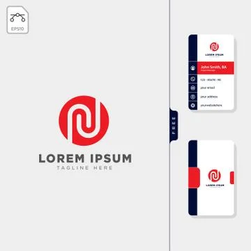 Minimal N initial logo template vector illustration free business card design Stock Illustration