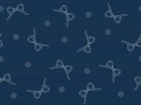 Minimal navy blue seamless pattern with cute bow vector Stock Illustration
