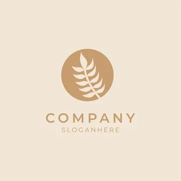 Minimal negative space leaf logo Stock Illustration