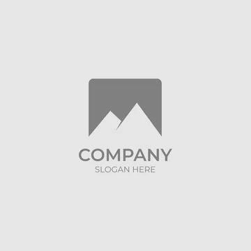 Minimal negative space mountain logo company Stock Illustration